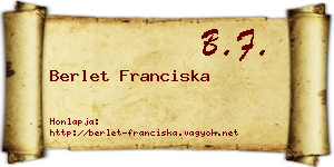 Berlet Franciska névjegykártya
